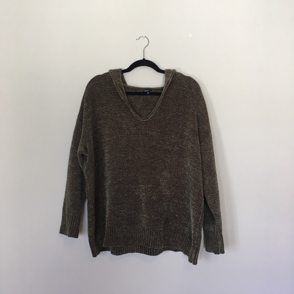Splendid Aurora Chenille Sweater Hoodie in Green